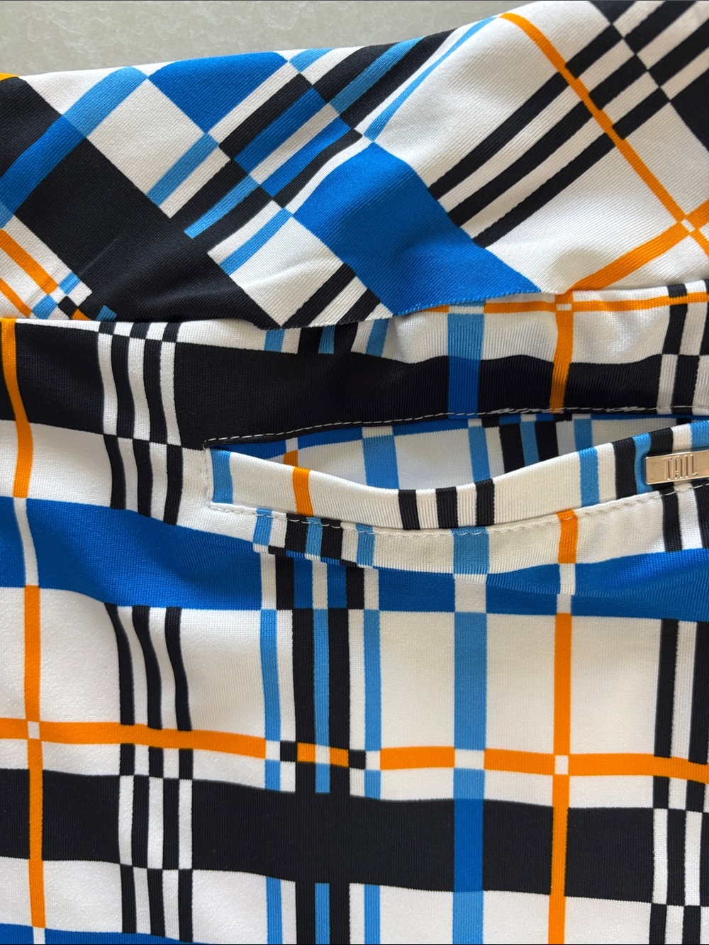 Tail Tech Blue, Black, White & Orange Plaid Active Golf Skort / Sm - Picture 5 of 10
